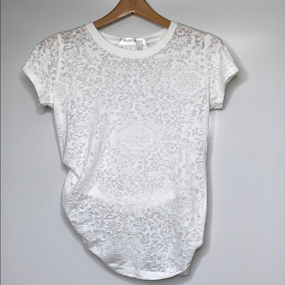 NWTs WALLFLOWER • White Cutout Sheer T-Shirt Tee